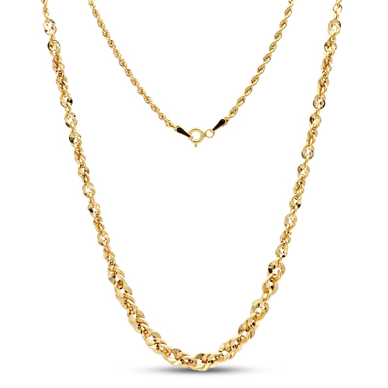 Solid Rope Chain Necklace 10K Yellow Gold 18"