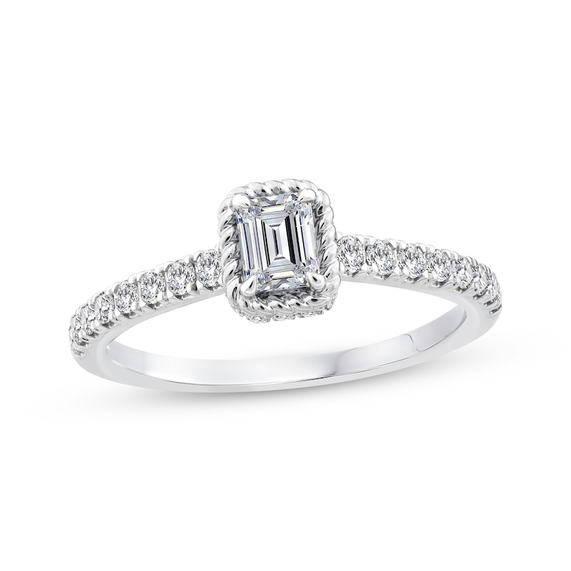 Threads of Love Emerald-Cut Diamond Engagement Ring 3/4 ct tw 14K White Gold