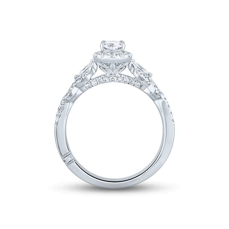 Monique Lhuillier Bliss Diamond Engagement Ring 7/8 ct tw Oval, Marquise & Round-cut 18K White Gold