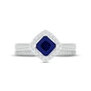 Thumbnail Image 1 of Blue Sapphire & Diamond Bridal Set 1/4 ct tw Square & Round-cut 10K White Gold