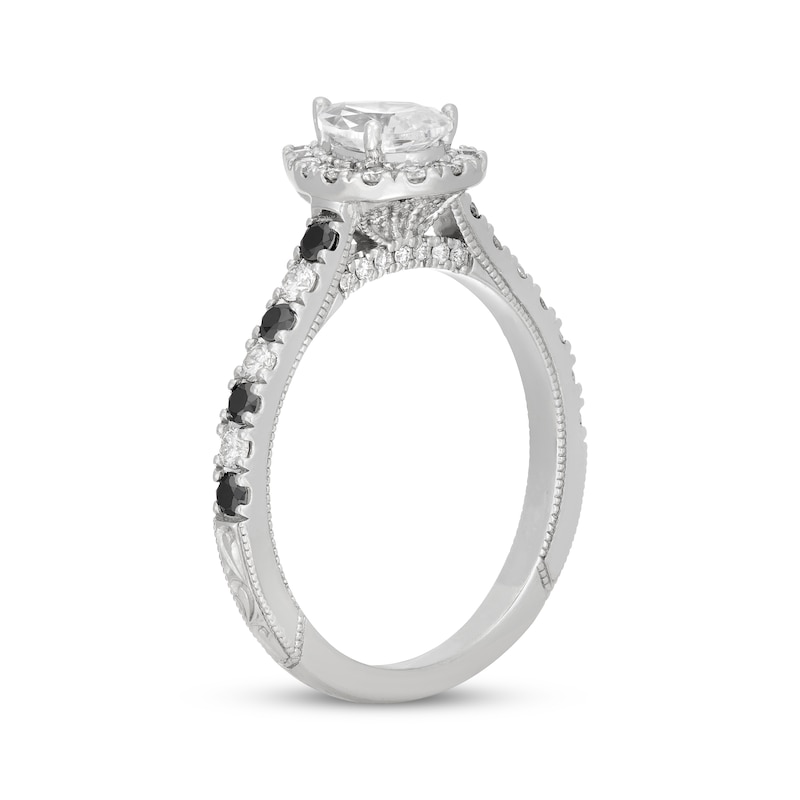 Neil Lane Pear-Shaped White Diamond & Black Diamond Engagement Ring 1 ct tw 14K White Gold